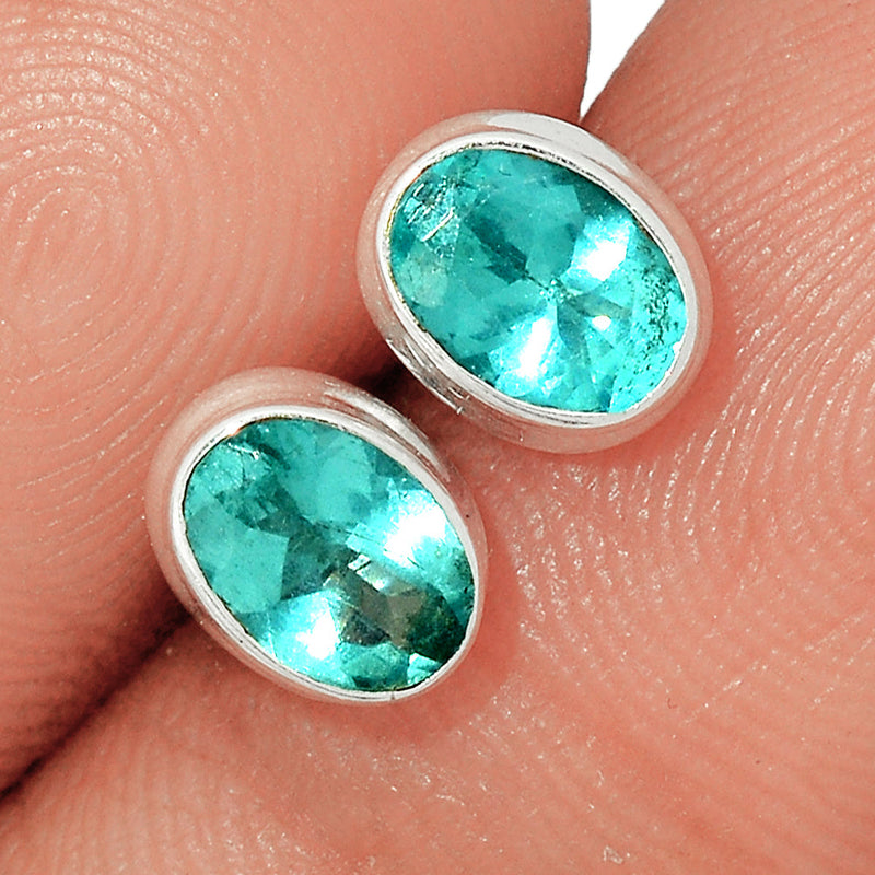 Neon Blue Apatite Faceted Studs - NBFS36