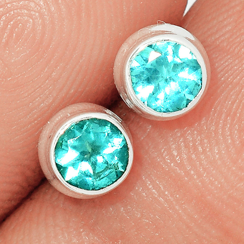 Neon Blue Apatite Faceted Studs - NBFS37