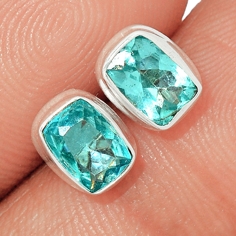 Neon Blue Apatite Faceted Studs - NBFS38