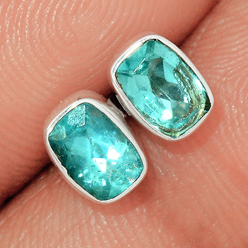 Neon Blue Apatite Faceted Studs - NBFS40