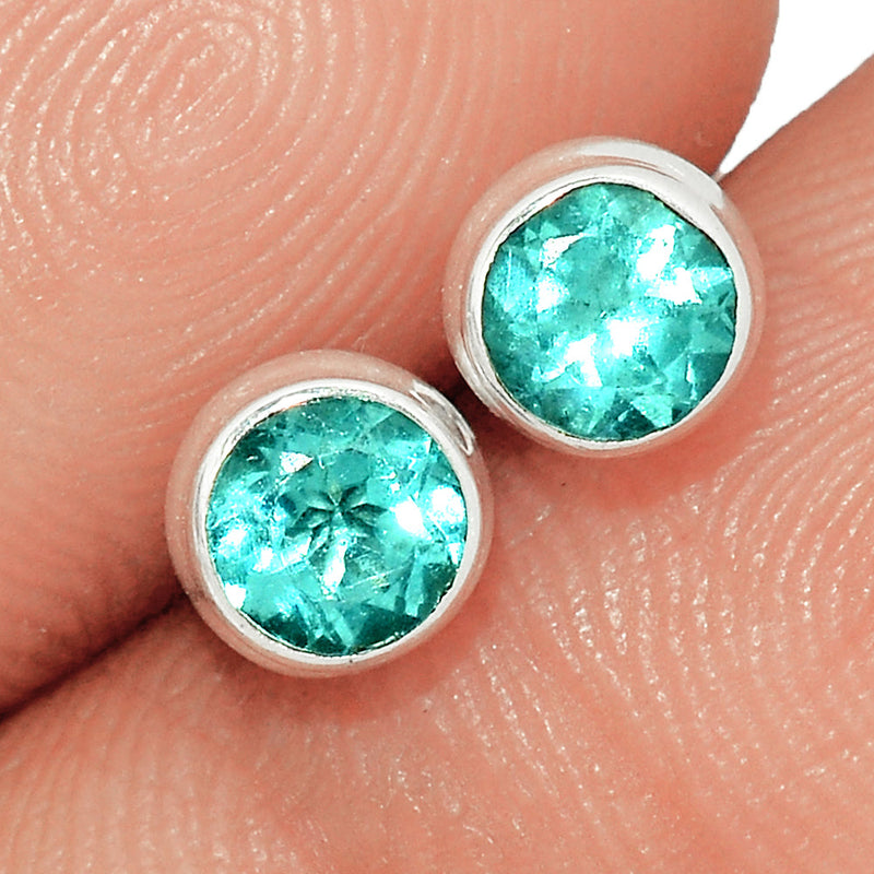 Neon Blue Apatite Faceted Studs - NBFS43