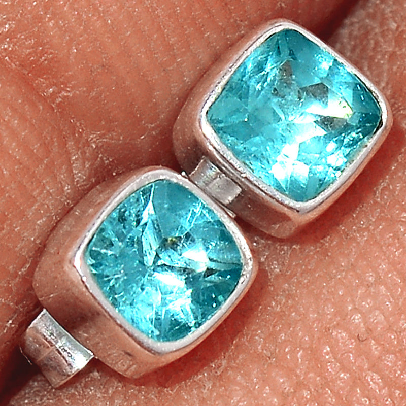 Neon Blue Apatite Faceted Stud - NBFS4