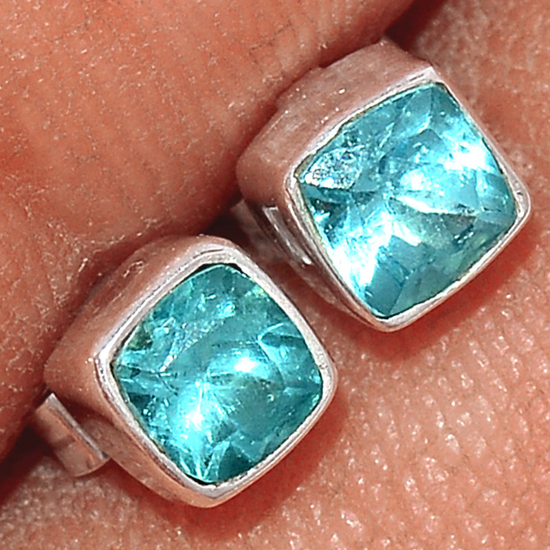 Neon Blue Apatite Faceted Stud - NBFS5