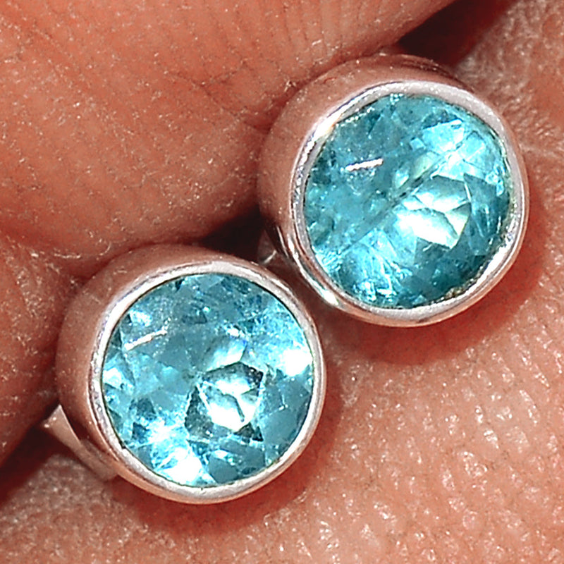 Neon Blue Apatite Faceted Stud - NBFS8