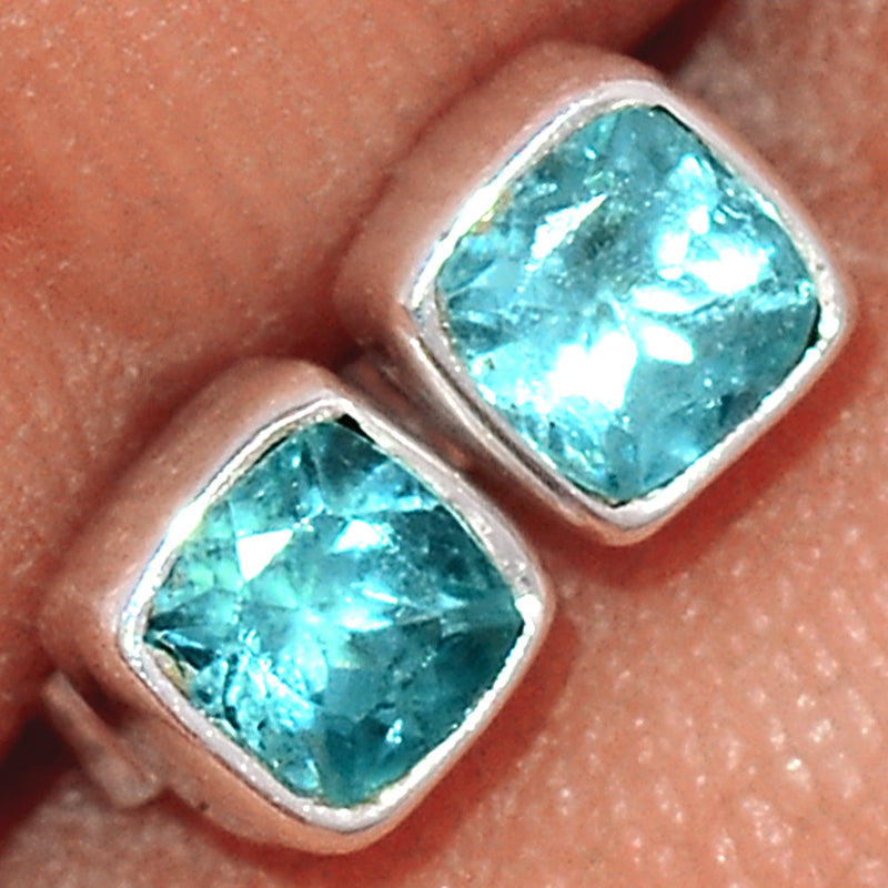 Neon Blue Apatite Faceted Stud - NBFS9