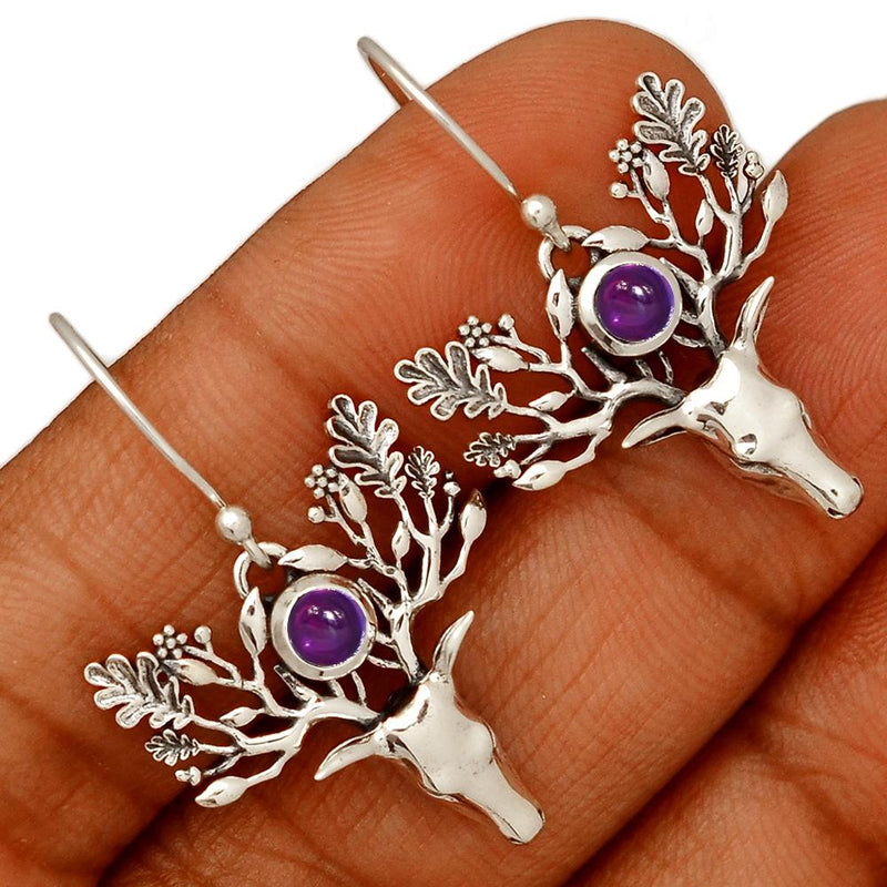 4*4 MM Deer Face - Amethyst Jewelry Earrings - ND-E101A Catalogue