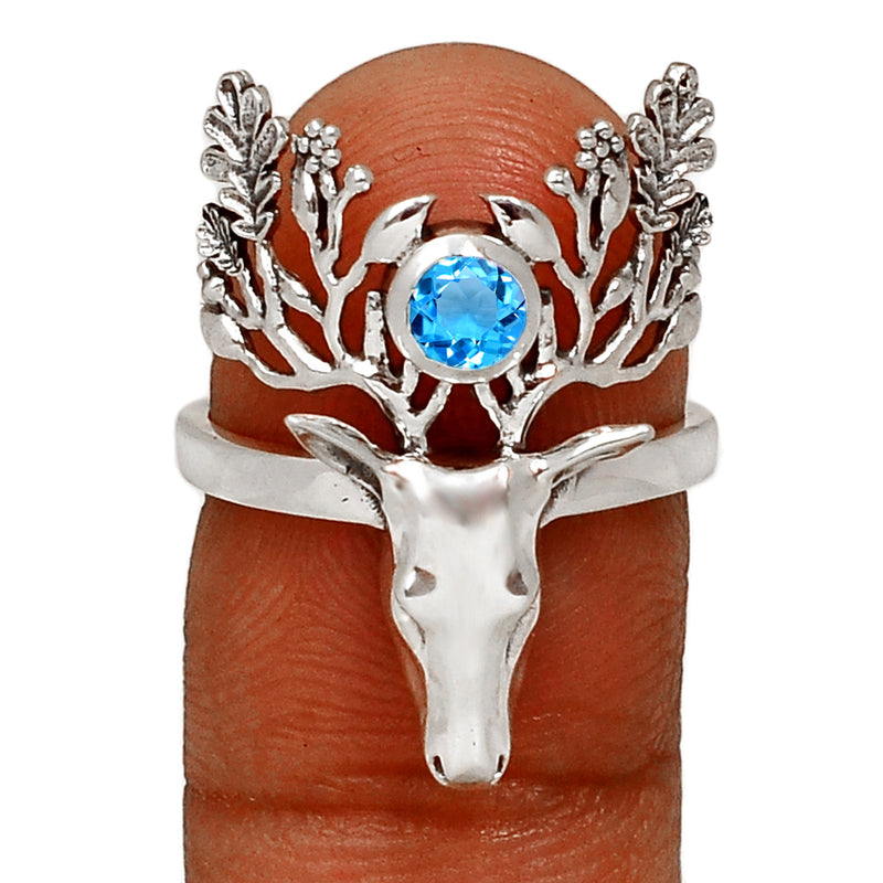 4*4 MM Deer Face - Blue Topaz Silver Jewelry Ring - ND-R51BT Catalogue