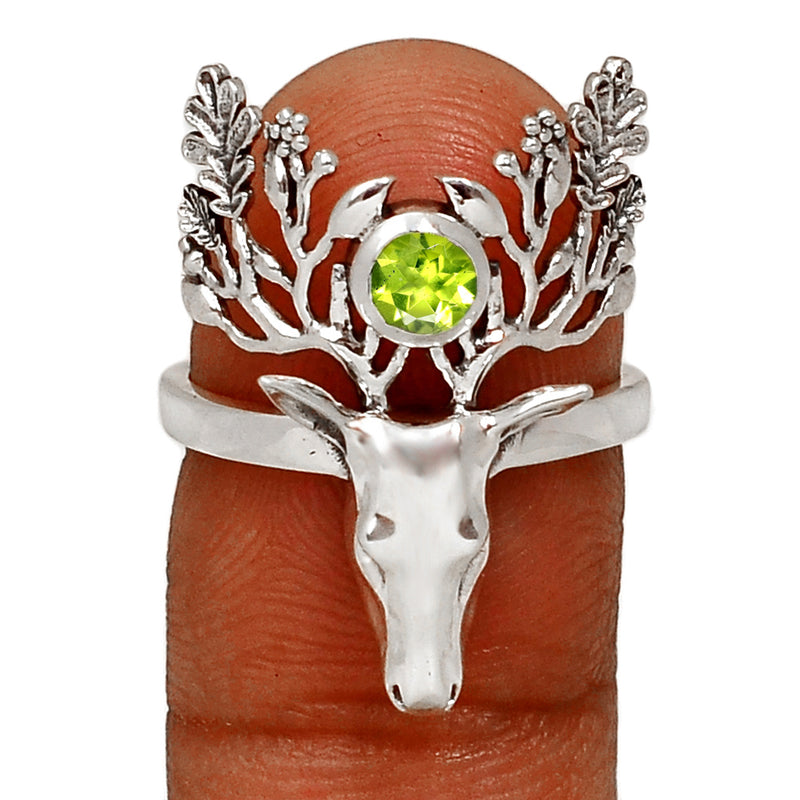 4*4 MM Deer Face - Peridot Silver Jewelry Ring - ND-R51P Catalogue