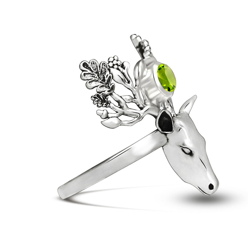 4*4 MM Deer Face - Peridot Silver Jewelry Ring - ND-R51P Catalogue