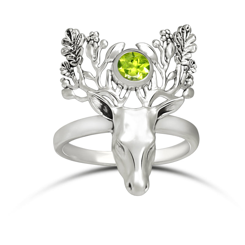 4*4 MM Deer Face - Peridot Silver Jewelry Ring - ND-R51P Catalogue