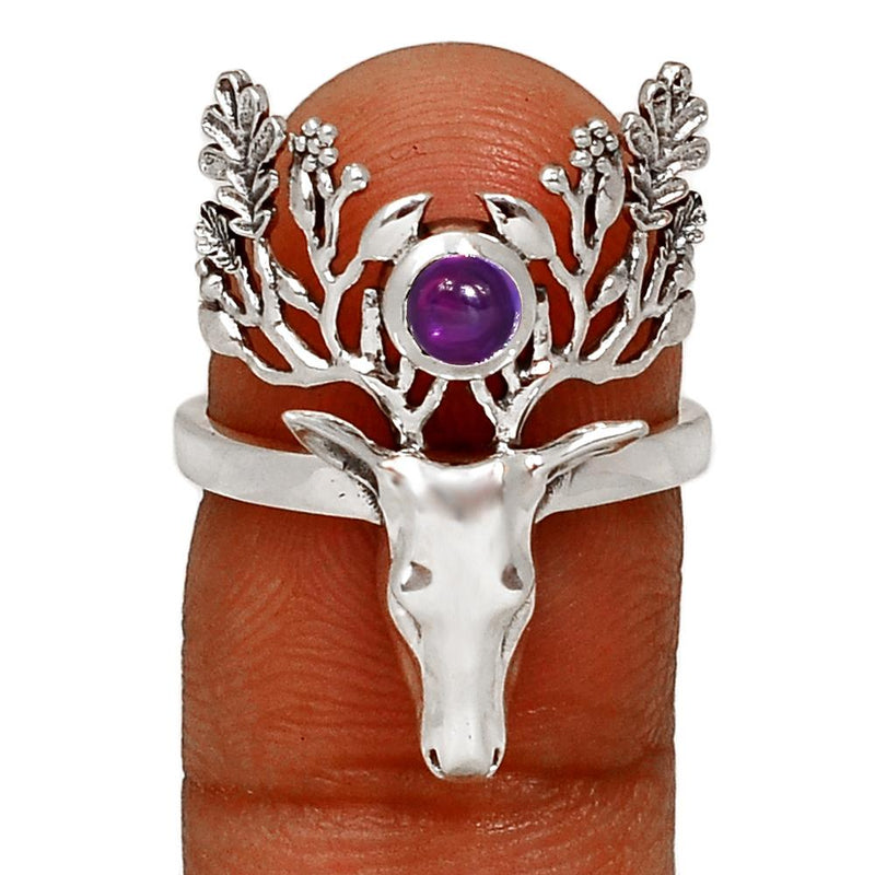 4*4 MM Deer Face - Amethyst Jewelry Ring - ND-R51A Catalogue