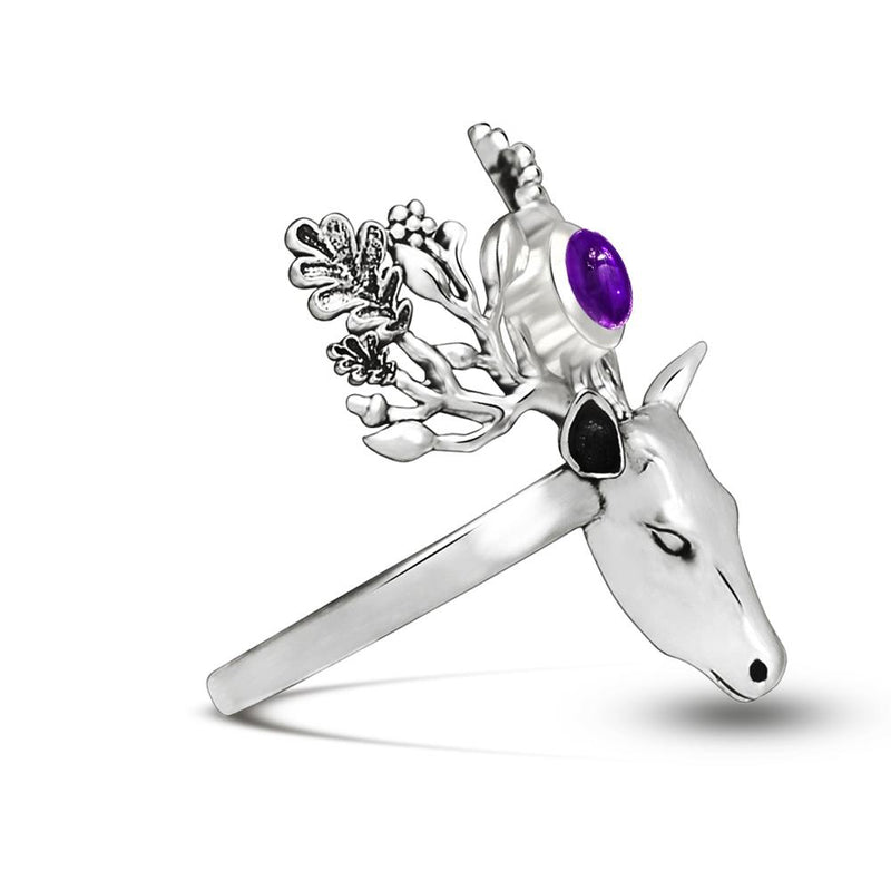 4*4 MM Deer Face - Amethyst Jewelry Ring - ND-R51A Catalogue