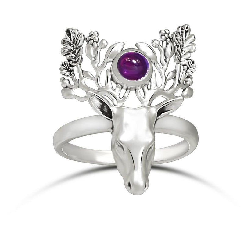 4*4 MM Deer Face - Amethyst Jewelry Ring - ND-R51A Catalogue