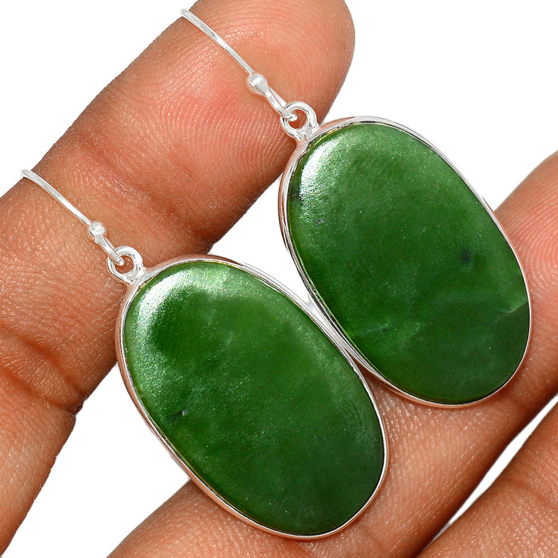 1.7" Lip Setting - Nephrite Jade Earrings - NFZE231