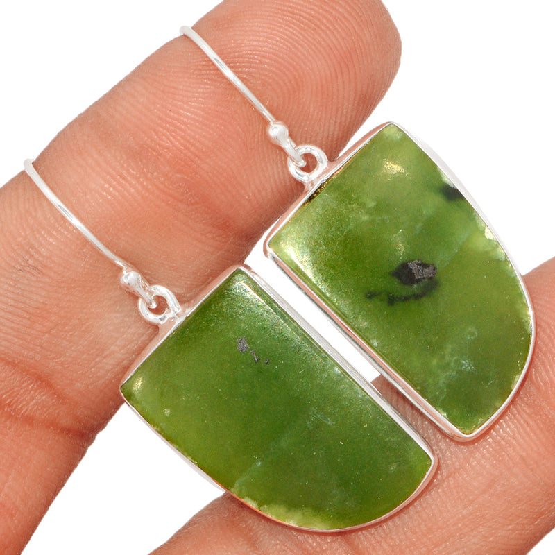 1.6" Lip Setting - Nephrite Jade Earrings - NFZE247