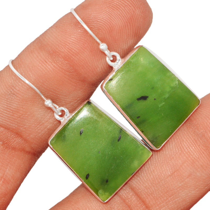 1.5" Lip Setting - Nephrite Jade Earrings - NFZE256