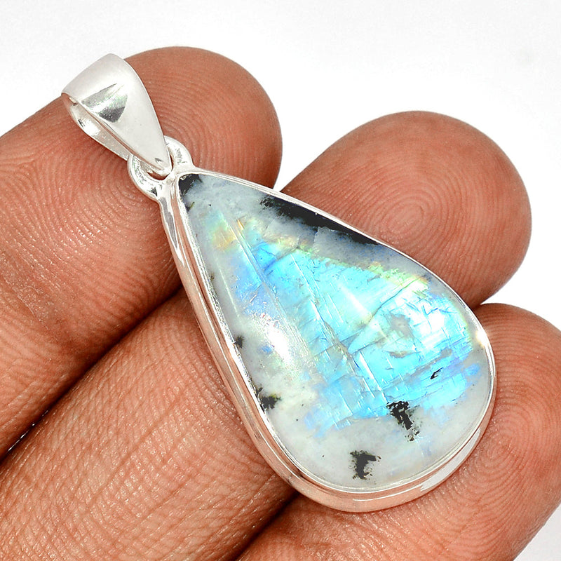 1.7" Rainbow Moonstone with Mica Cabochon Pendants - NMCP411