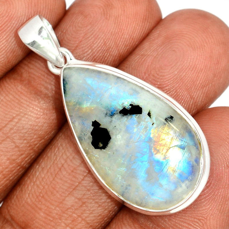 1.8" Rainbow Moonstone with Mica Cabochon Pendants - NMCP436