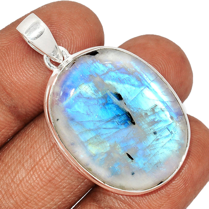 1.7" Rainbow Moonstone with Mica Cabochon Pendants - NMCP439