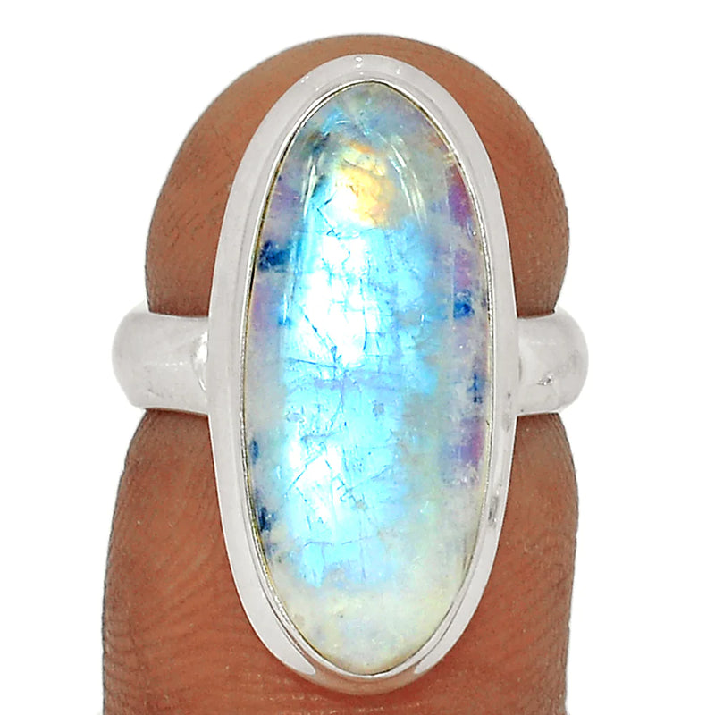 Rainbow Moonstone with Mica Cabochon Ring - NMCR186
