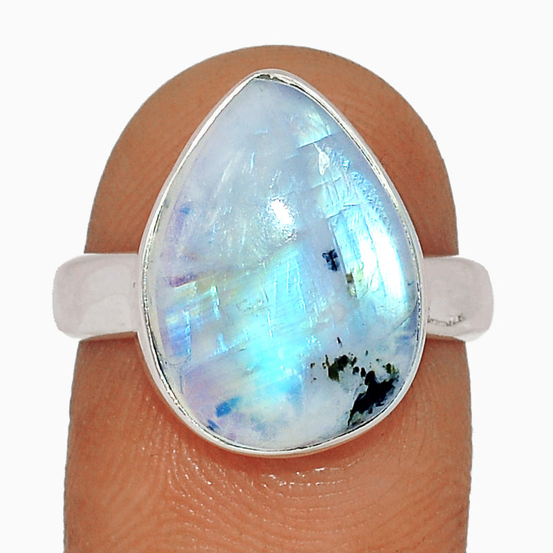 Rainbow Moonstone with Mica Cabochon Ring - NMCR229
