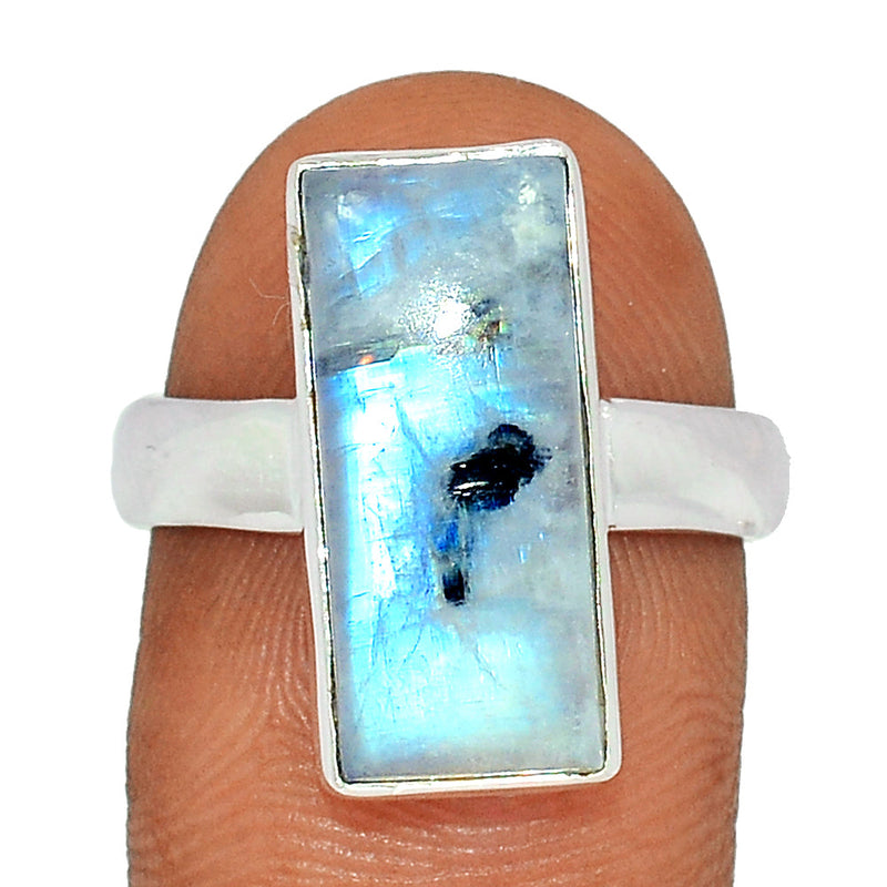 Rainbow Moonstone with Mica Cabochon Ring - NMCR277