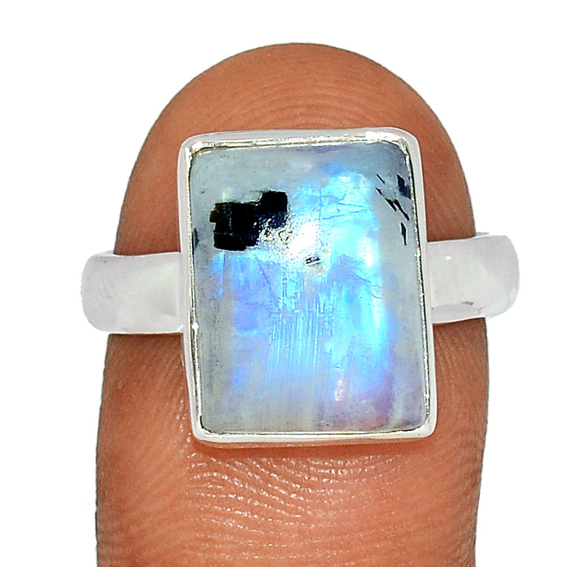 Rainbow Moonstone with Mica Cabochon Ring - NMCR284