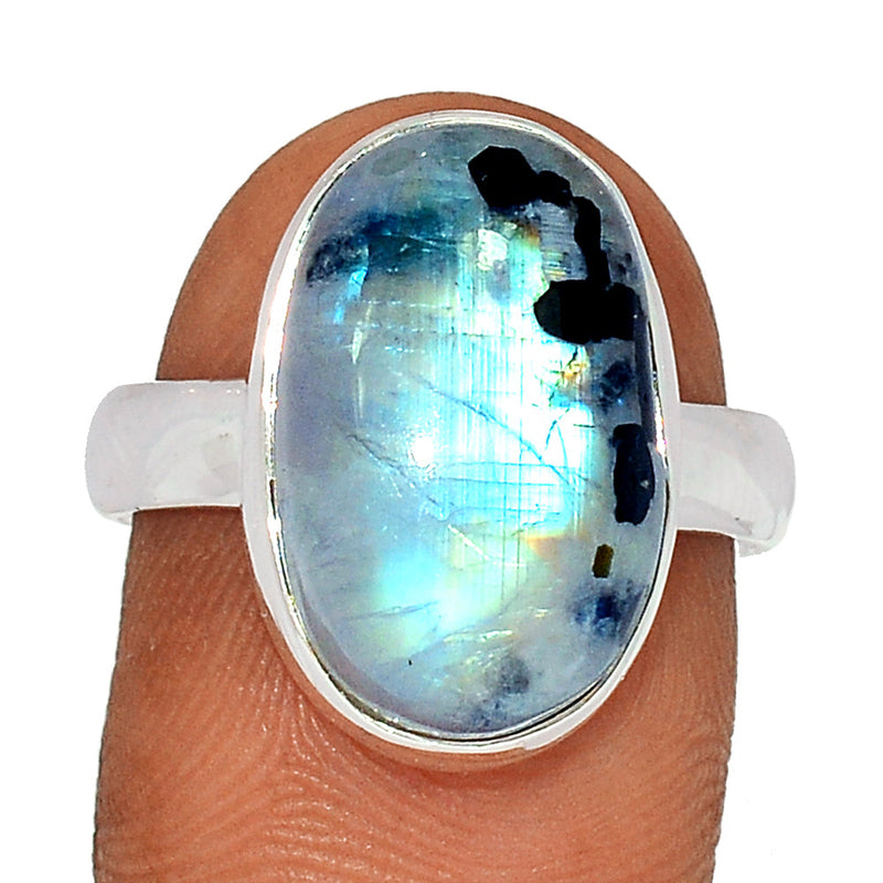 Rainbow Moonstone with Mica Cabochon Ring - NMCR300