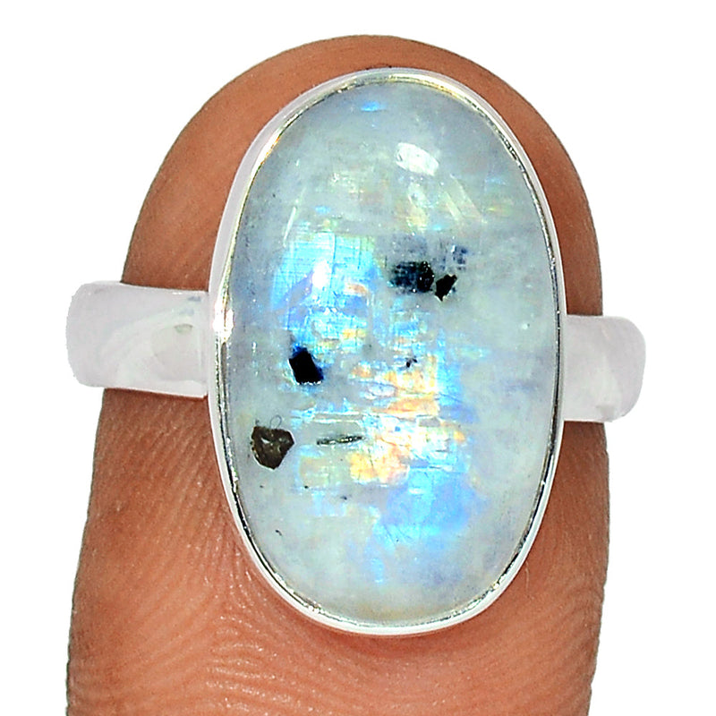 Rainbow Moonstone with Mica Cabochon Ring - NMCR311