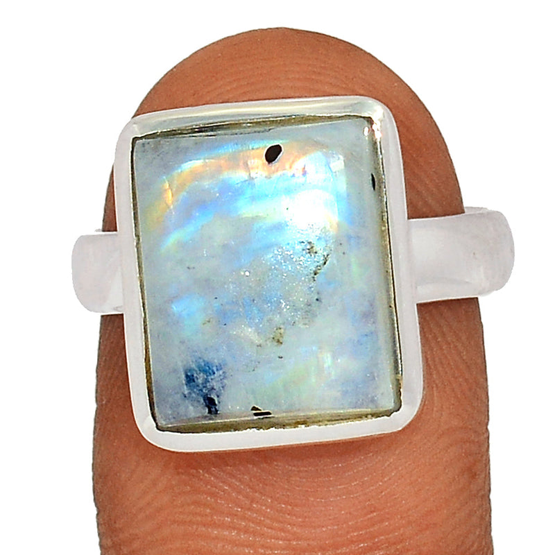 Rainbow Moonstone with Mica Cabochon Ring - NMCR322