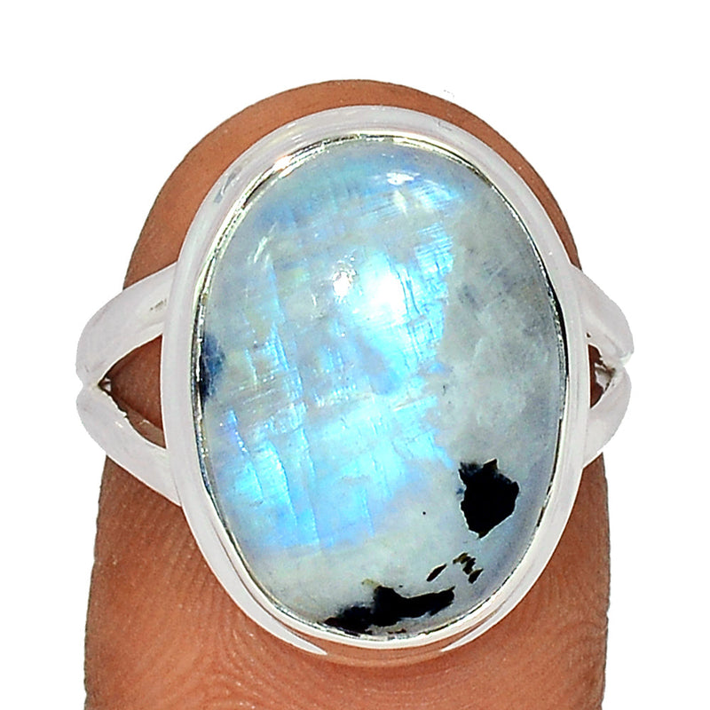 Rainbow Moonstone with Mica Cabochon Ring - NMCR325