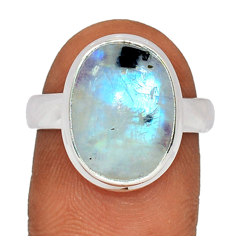 Rainbow Moonstone with Mica Cabochon Ring - NMCR330