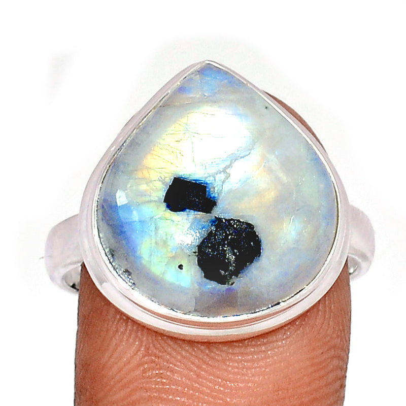 Rainbow Moonstone with Mica Cabochon Ring - NMCR337