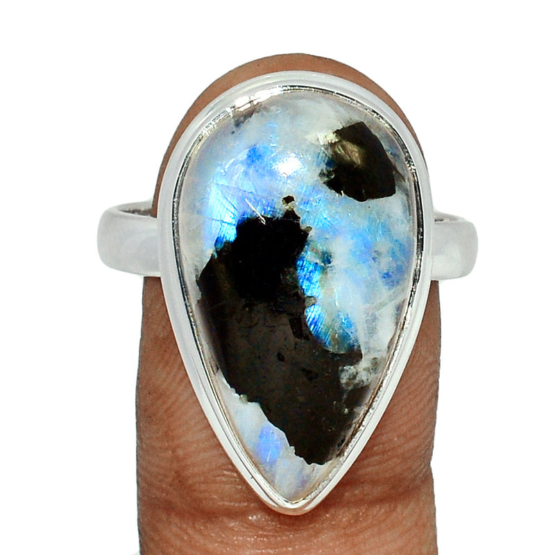 Rainbow Moonstone with Mica Cabochon Ring - NMCR356