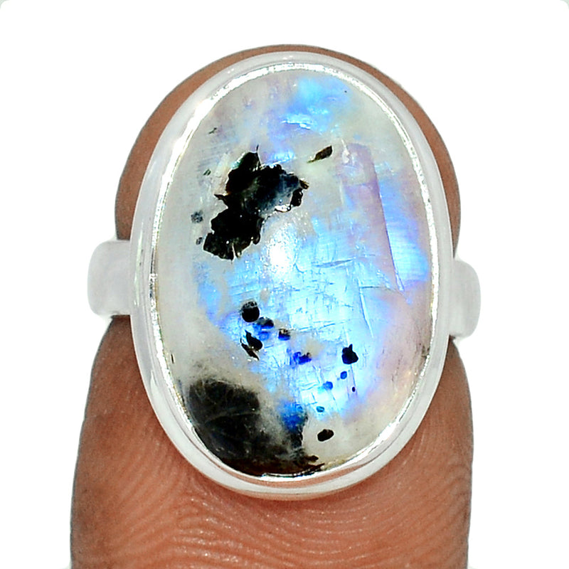 Rainbow Moonstone with Mica Cabochon Ring - NMCR357