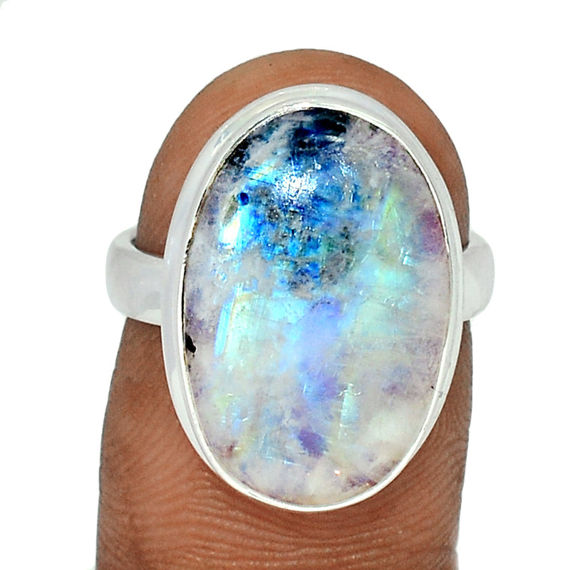 Rainbow Moonstone with Mica Cabochon Ring - NMCR370