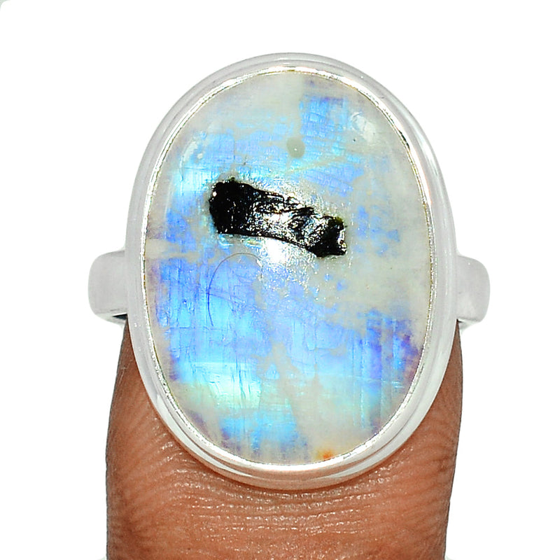 Rainbow Moonstone with Mica Cabochon Ring - NMCR373