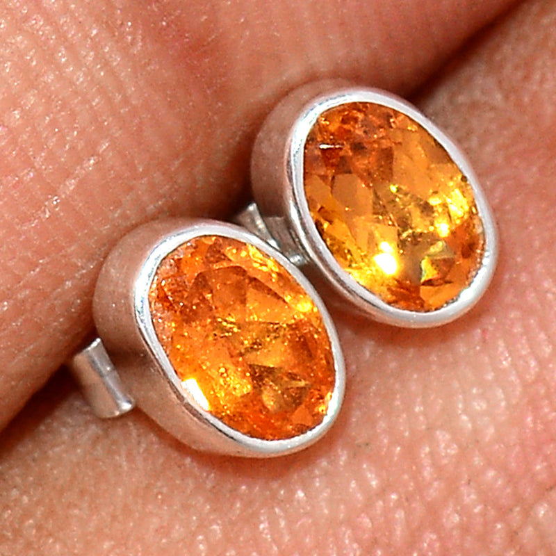 Mandarin Garnet Faceted Studs - OGFS10