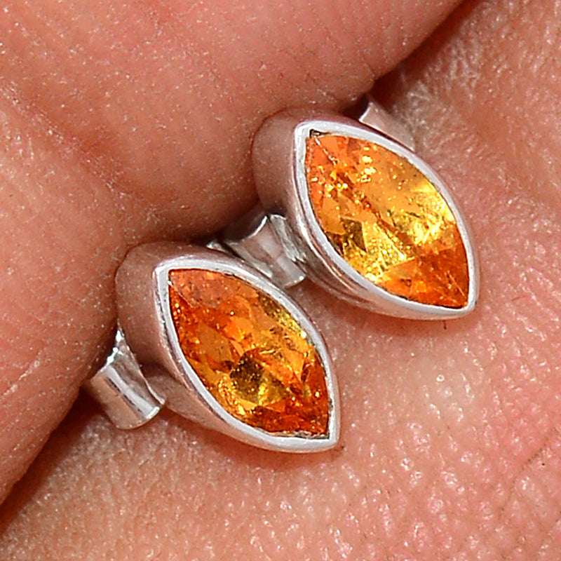 Mandarin Garnet Faceted Studs - OGFS11