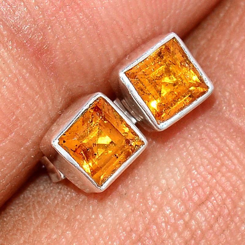 Mandarin Garnet Faceted Studs - OGFS12