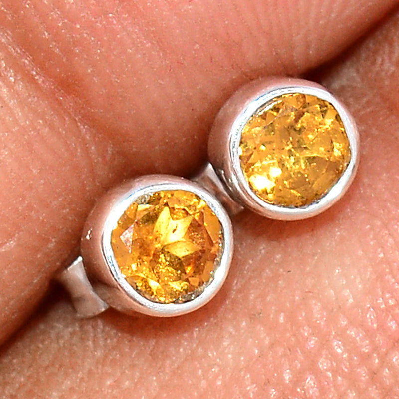 Mandarin Garnet Faceted Studs - OGFS14
