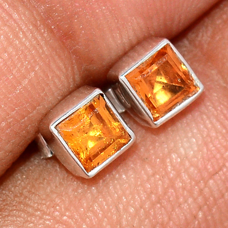 Mandarin Garnet Faceted Studs - OGFS16