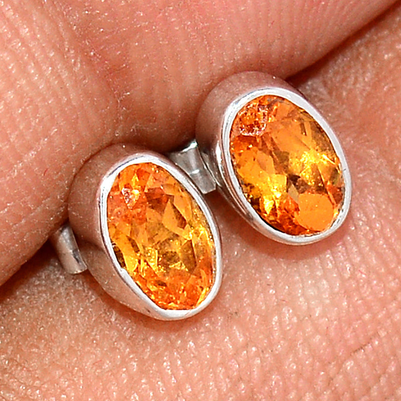 Mandarin Garnet Faceted Studs - OGFS17