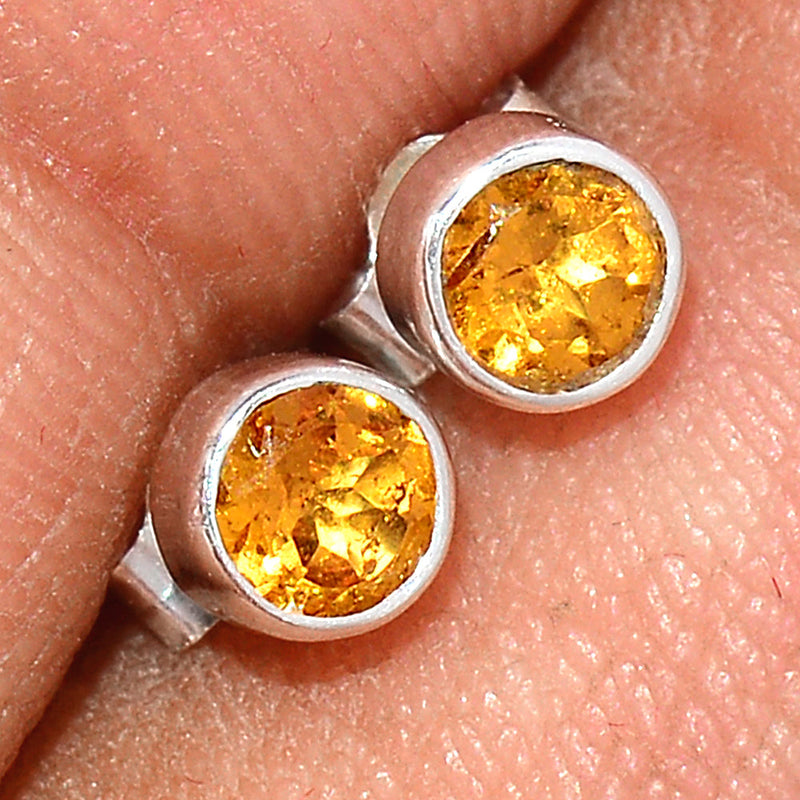 Mandarin Garnet Faceted Studs - OGFS18