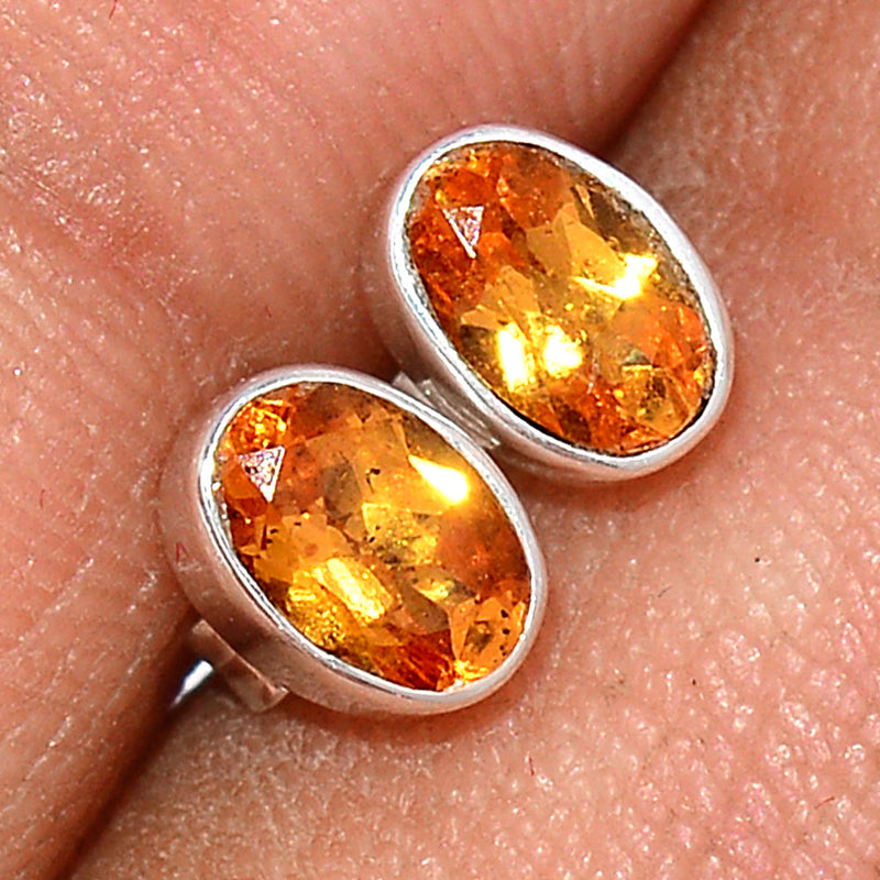 Mandarin Garnet Faceted Studs - OGFS20