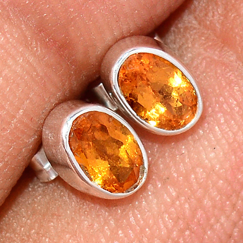 Mandarin Garnet Faceted Studs - OGFS21