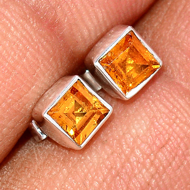 Mandarin Garnet Faceted Studs - OGFS22