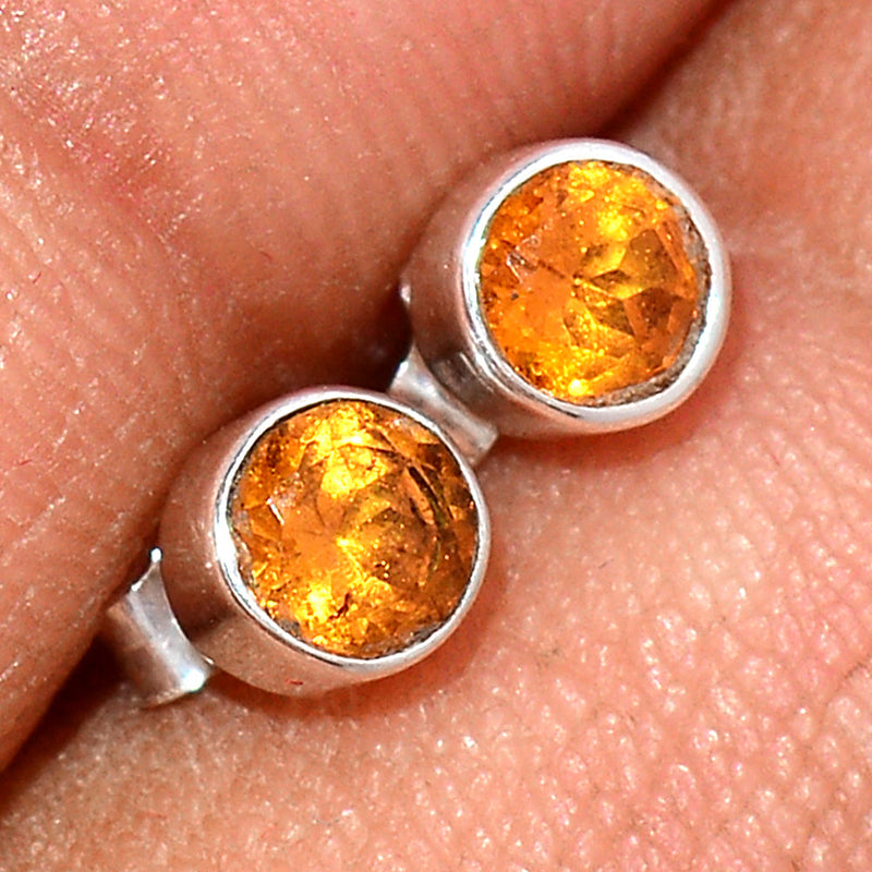 Mandarin Garnet Faceted Studs - OGFS23