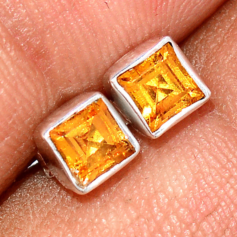 Mandarin Garnet Faceted Studs - OGFS24