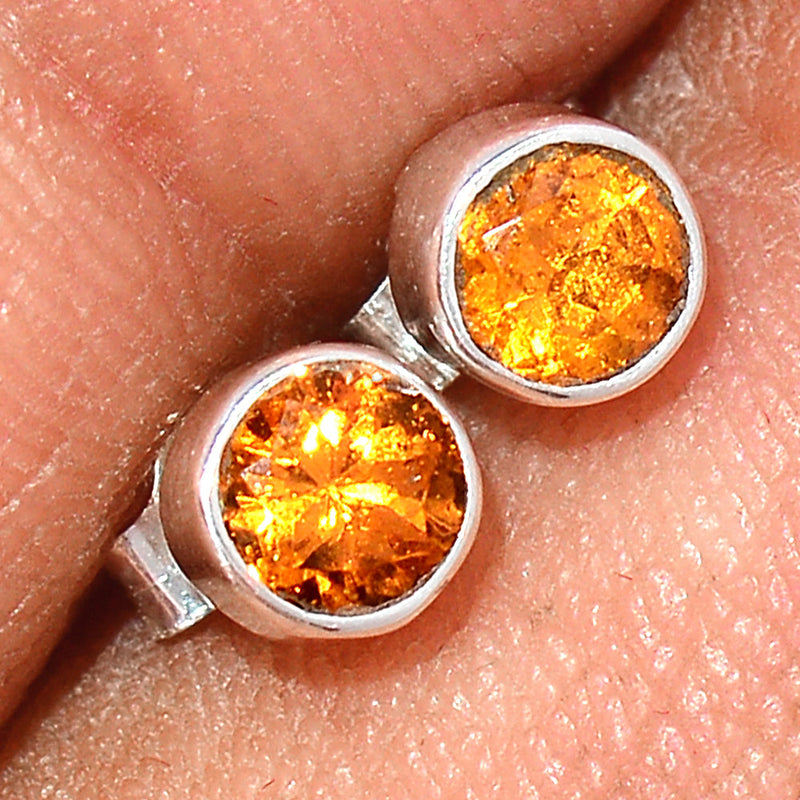 Mandarin Garnet Faceted Studs - OGFS25